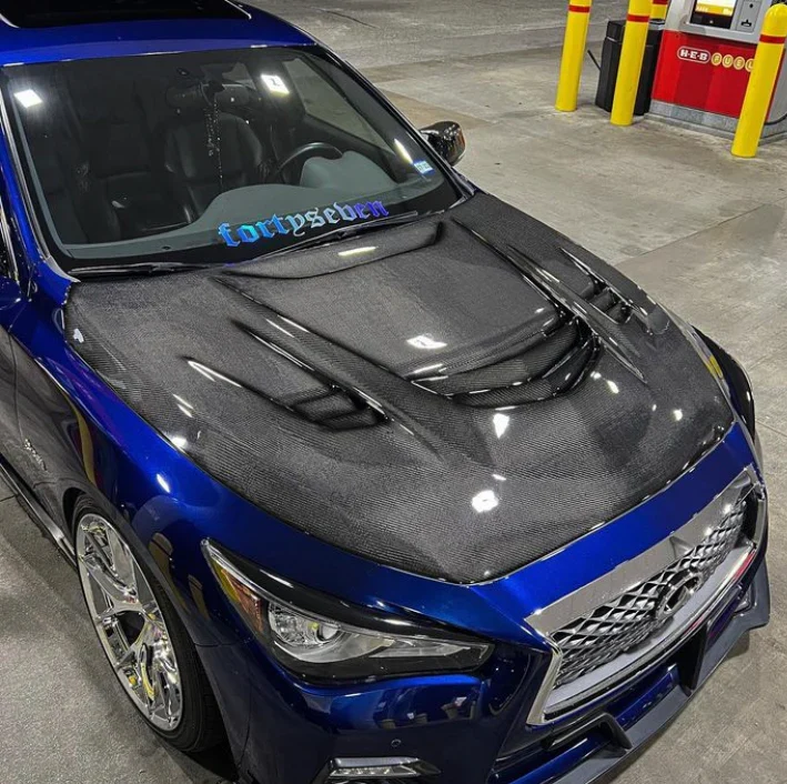 Q50 2014-24 Apex Style Carbon Fiber Hood - Image 4